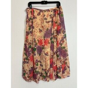 Coldwater creek Spirit Floral Silk Skirt sz 16